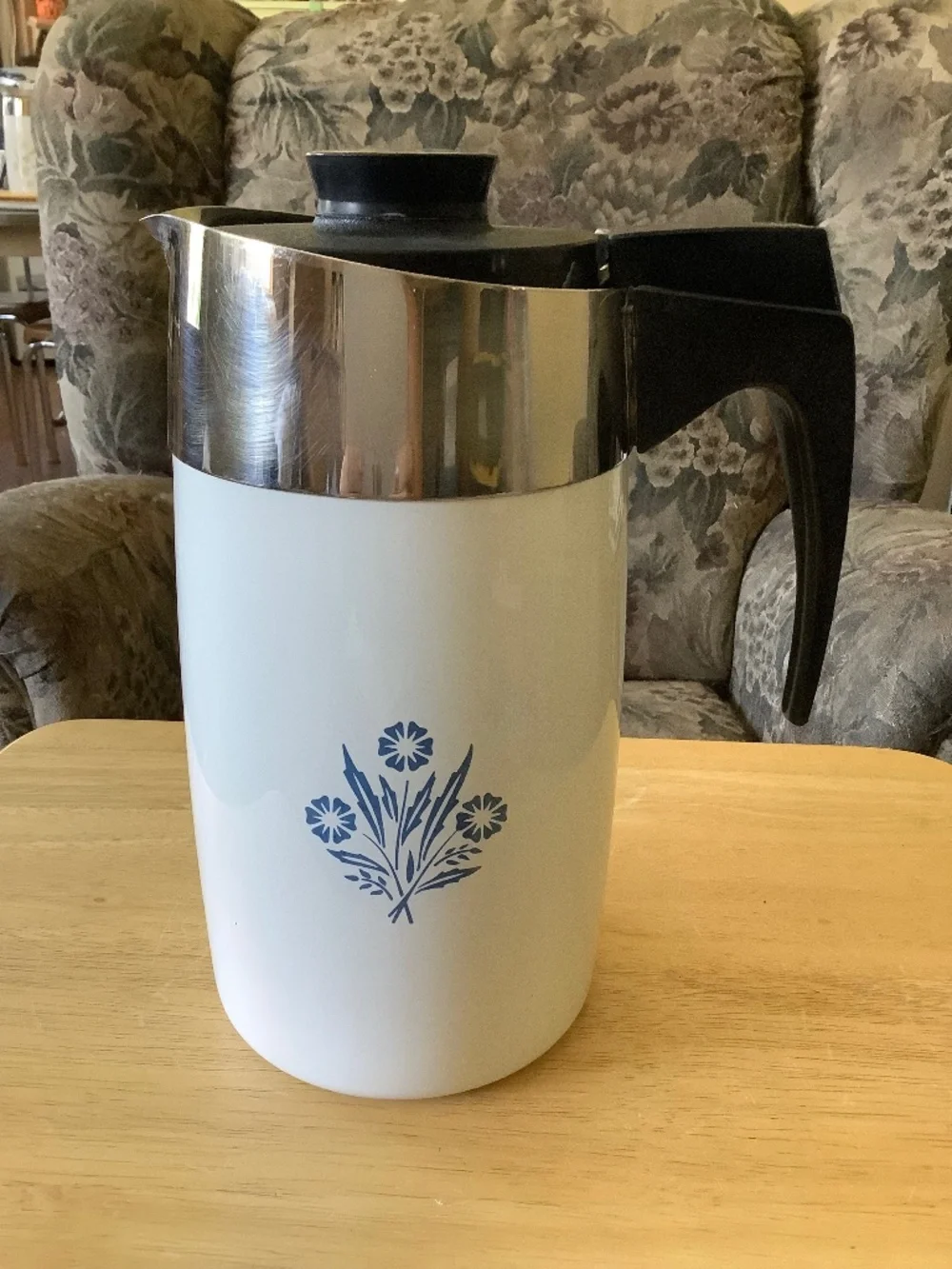 Corning Ware Blue Cornflower 10-Cup COFFEE POT Percolator E-1210 NO CORD